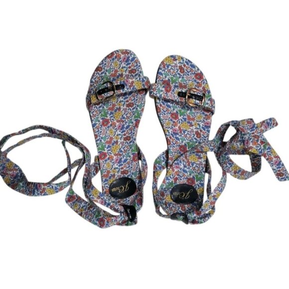 J.Crew Women's Multicolor Floral Print Ankle Strap Strappy Sandals Size 10, NEW - Picture 4 of 9